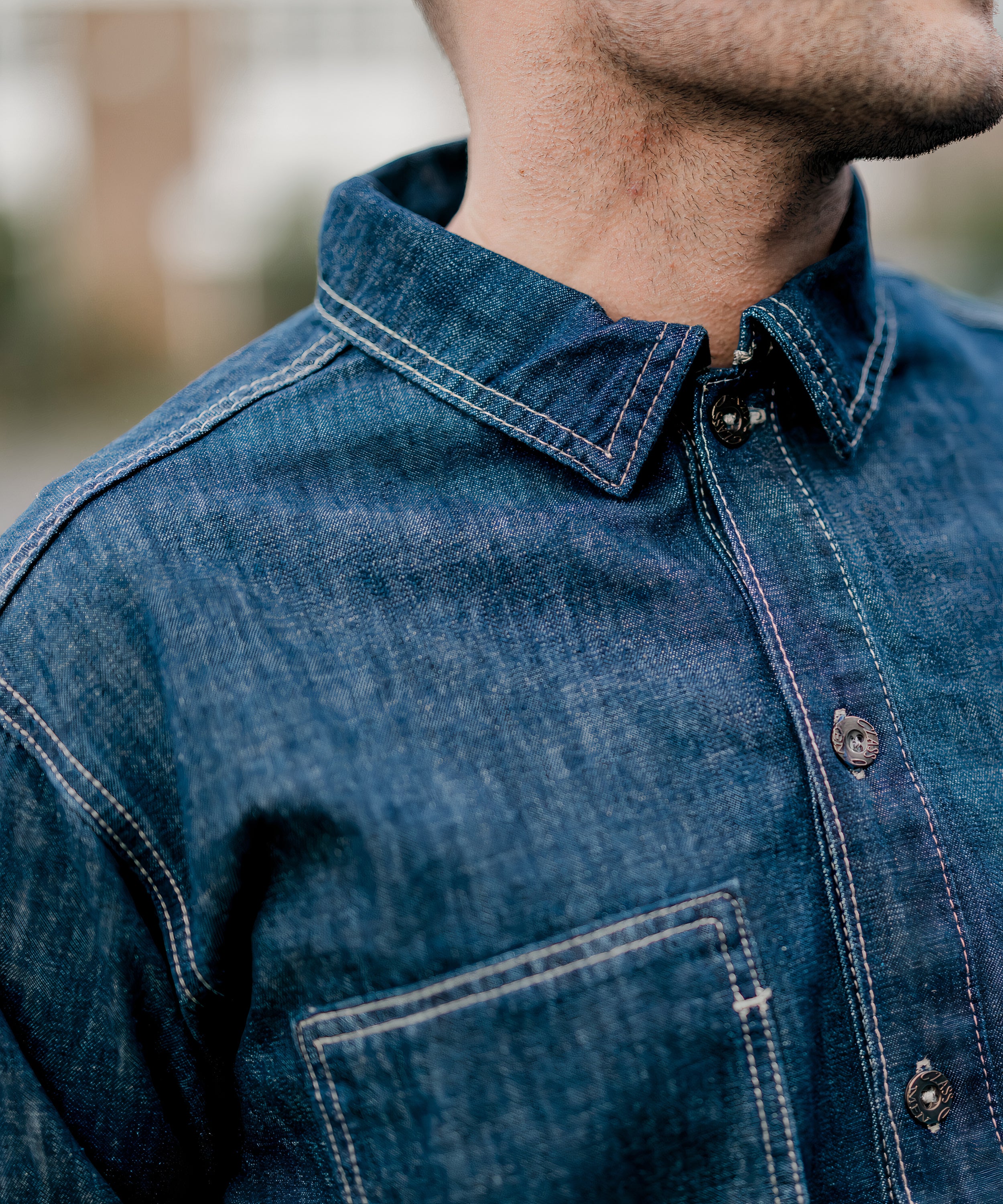 Denim pullover shirt sale