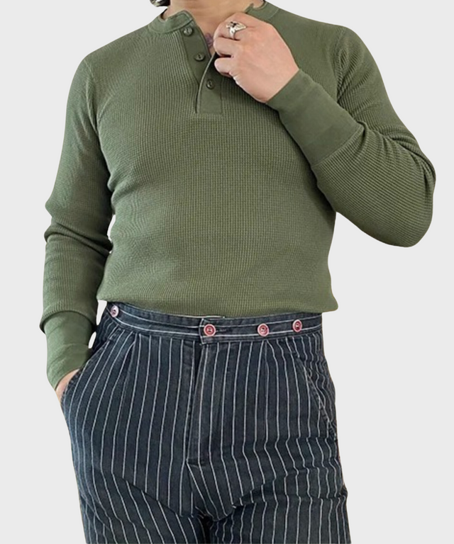 HENLEY WAFFLE KNIT