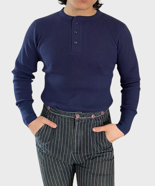 HENLEY WAFFLE KNIT